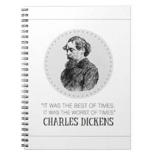 Charles Dickens Portrait und Zitat Notizblock