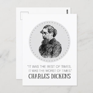 Charles Dickens Portrait und Zitat Postkarte