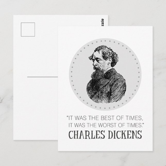 Charles Dickens Portrait und Zitat Postkarte (Vorne/Hinten)