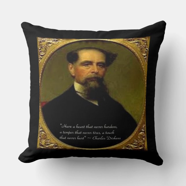 Charles Dickens & Quote Cotton Throw Kissen (Vorderseite)