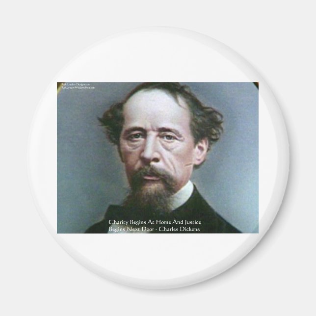 Charles Dickens "Wohltätigkeit @Zuhause" - Kostenv Magnet (Vorne)