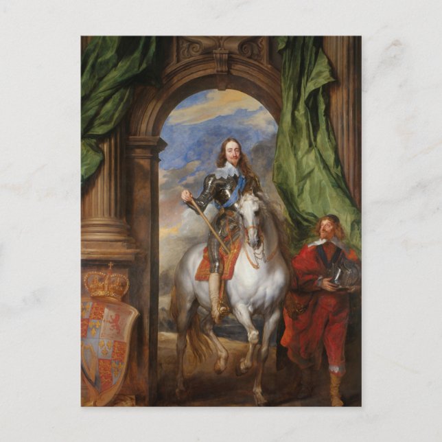 Charles I mit M de St Antoine von Anthony van Dyck Postkarte (Vorderseite)
