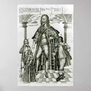 Charles I mit seinen Kindern Poster