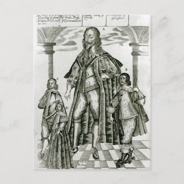 Charles I mit seinen Kindern Postkarte (Vorderseite)