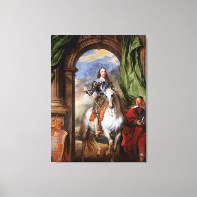 Charles I über Horseback von Van Dyck Leinwanddruck (Vorderseite)
