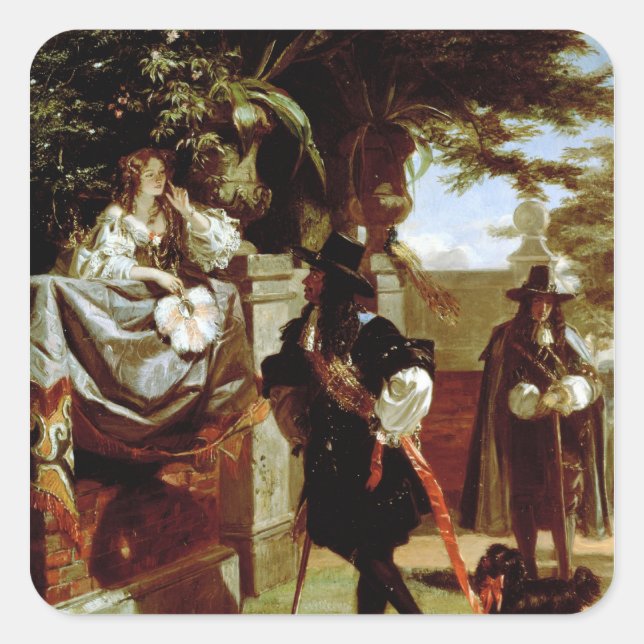 Charles II und Nell Gwynne Quadratischer Aufkleber (Vorderseite)