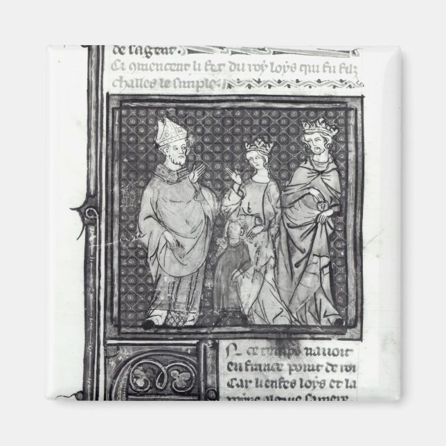 Charles III der Einfache mit seiner Ehefrau und se Magnet (Vorne)