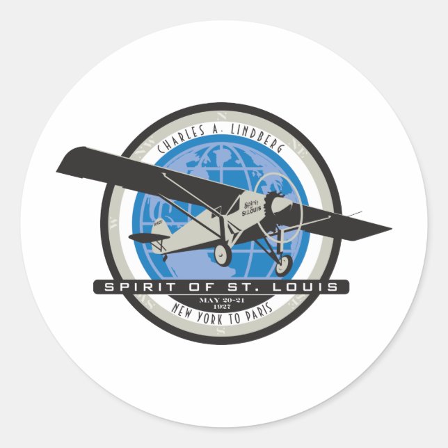 Charles Linberg Historic Flight Runder Aufkleber (Vorderseite)