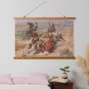 Charles M. Russell Das stürmische Leben Wandteppich Mit Holzrahmen