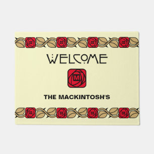 Charles Mackintosh Arts & Crafts Style Rose Frieze Fußmatte