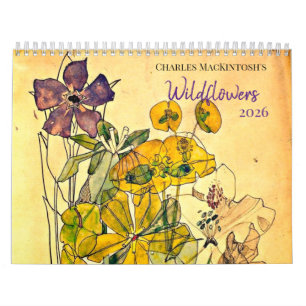 Charles Mackintosh's Watercolor-Wildblumen 2026 Kalender