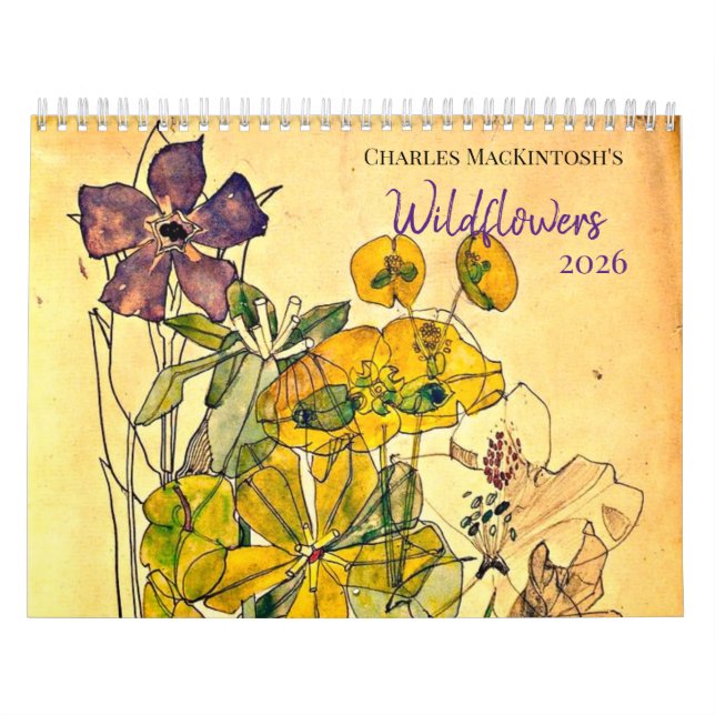 Charles Mackintosh's Watercolor-Wildblumen 2026 Kalender (Titelbild)