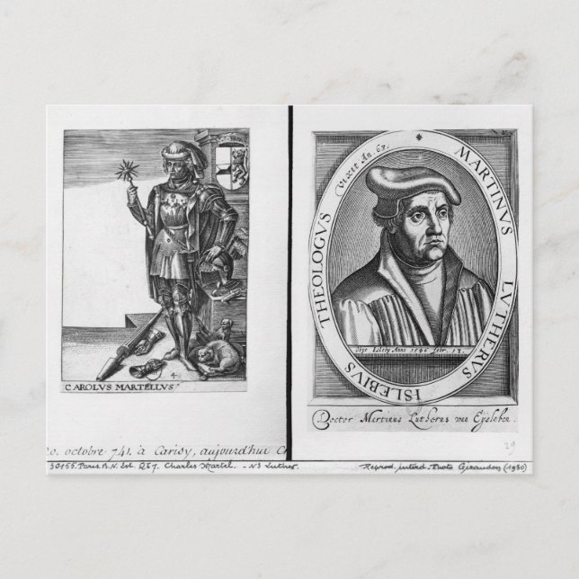 Charles Martel und Martin Luther Postkarte (Vorderseite)