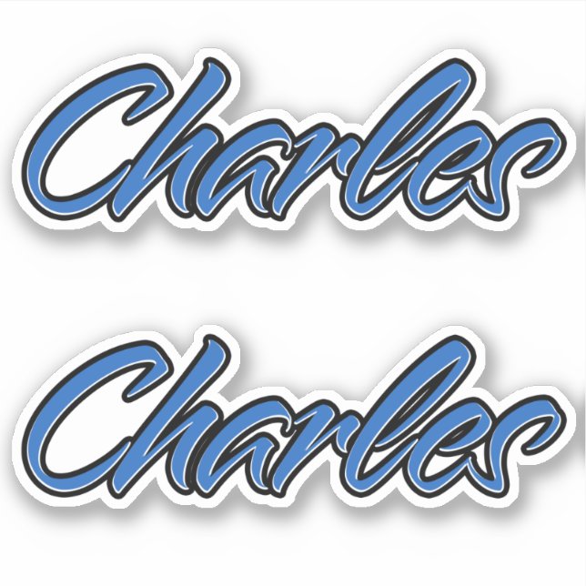 Charles Name blue Aufkleber Sticker Stickerset (Vorderseite)