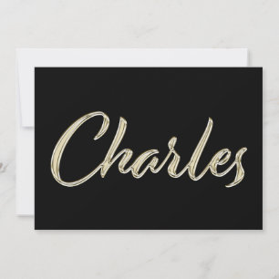 Charles Name white gold Handwriting Karte
