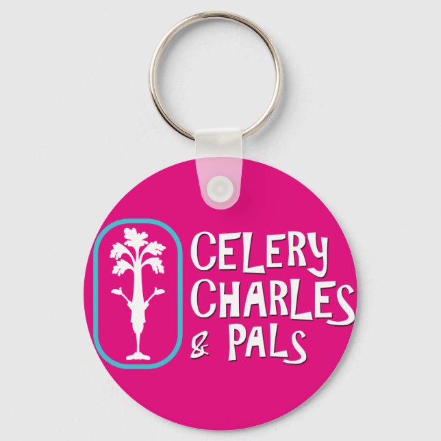 'Charles & Pals' Fuchsia Button Schlüsselanhänger (Vorderseite)