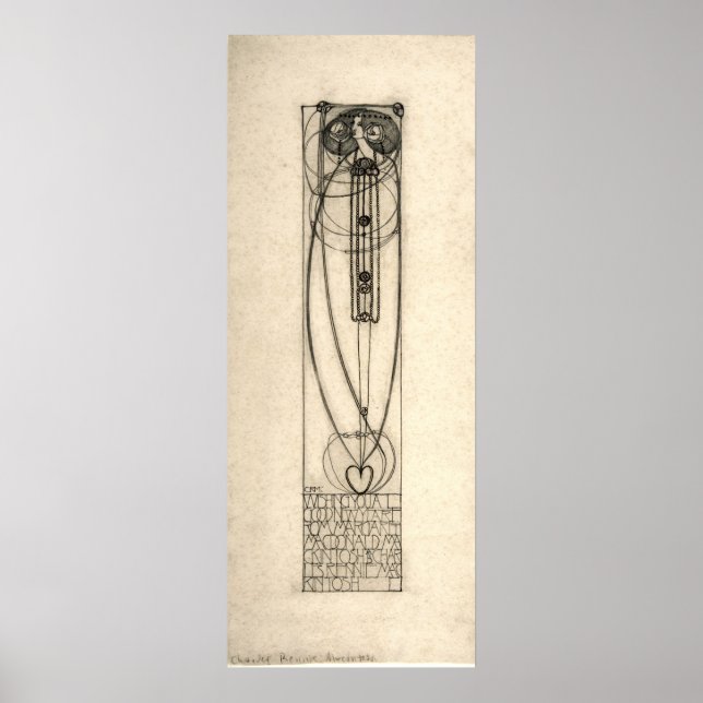 Charles Rennie Mackintosh 1890 Neujahrskarte Poster (Vorne)