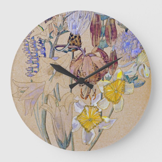 Charles Rennie Mackintosh - Mont Louis - Blume Große Wanduhr (Vorderseite)