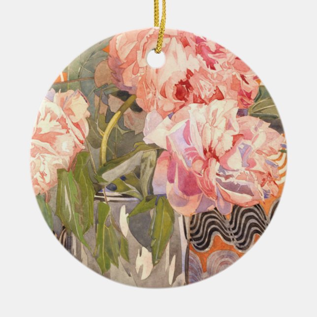 Charles Rennie Mackintosh - Peonies Keramik Ornament (Vorne)