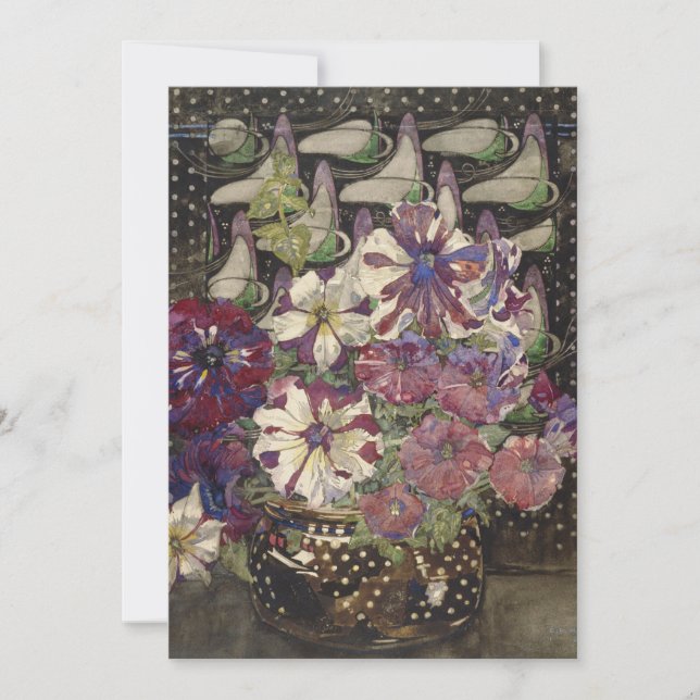 Charles Rennie Mackintosh - Petunien Feiertagskarte (Vorderseite)