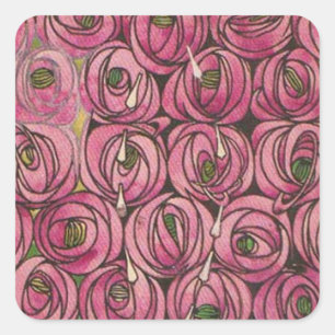 Charles Rennie Mackintosh - Rose Quadratischer Aufkleber