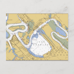 Charles See, Louisiana Hafen Chart Postcard Postkarte