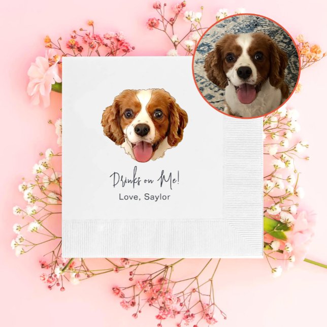 Charles Spaniel Dog Drink auf mich Personalisiert Serviette (Von Creator hochgeladen)
