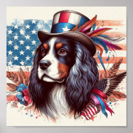 Charles Spaniels mit US-Veteranen-Tag Poster