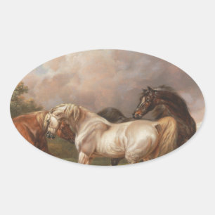 Charles Towne Art Malerei Öl Pferde Schicksal Ovaler Aufkleber