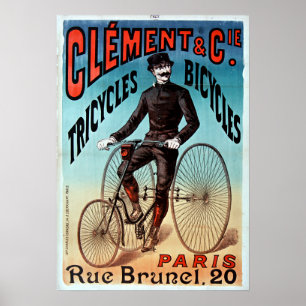 Charles Verneau Clement and Co. Tricycle Bicycles Poster