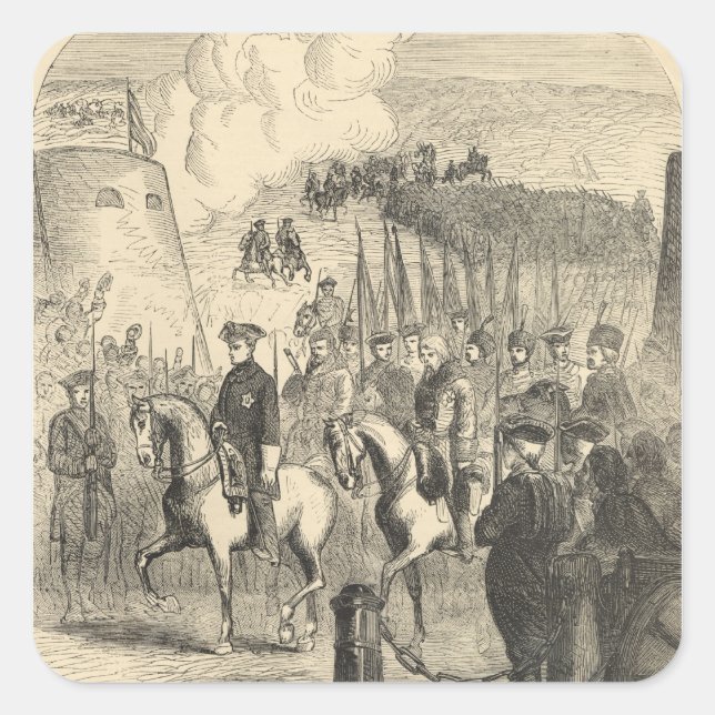 Charles XII von Schweden nach Kopenhagen Quadratischer Aufkleber (Vorderseite)