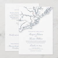 Charleston All-in-One QR RSVP Staubblau Hochzeit