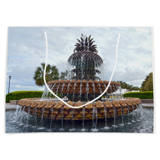 Charleston-Ananas-Brunnen, South Carolina Große Geschenktüte (Vorderseite)