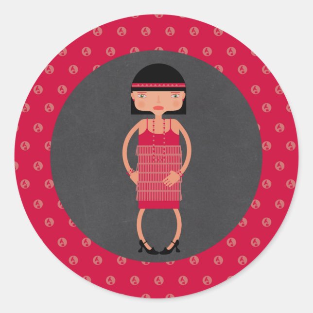 Charleston Chic Girl Birthday Party Runder Aufkleber (Vorderseite)