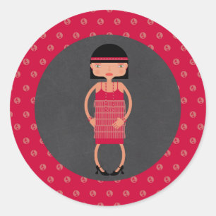 Charleston Chic Girl Birthday Party Runder Aufkleber