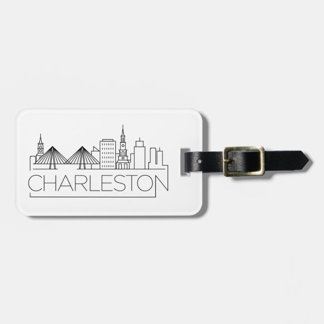 Charleston City Stylisierte Skyline Gepäckmarke Gepäckanhänger (Vorderseite horizontal)