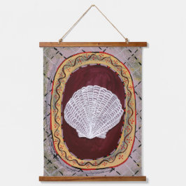 Charleston Farmhouse Muschel Print Wall Hanging Wandteppich Mit Holzrahmen