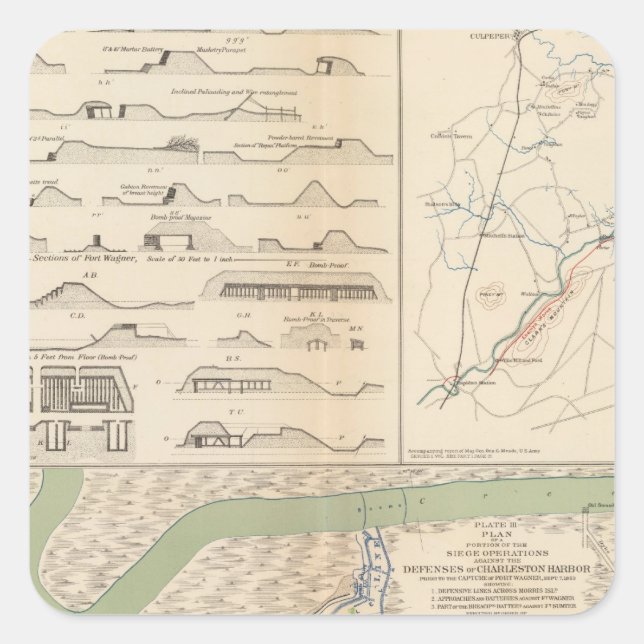 Charleston Harbor, Armee der Potomac-Operationen Quadratischer Aufkleber (Vorderseite)