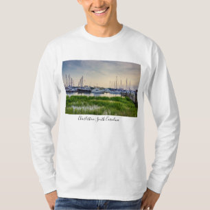 Charleston Harbor Boote Sunset Langarmshirt T-Shirt