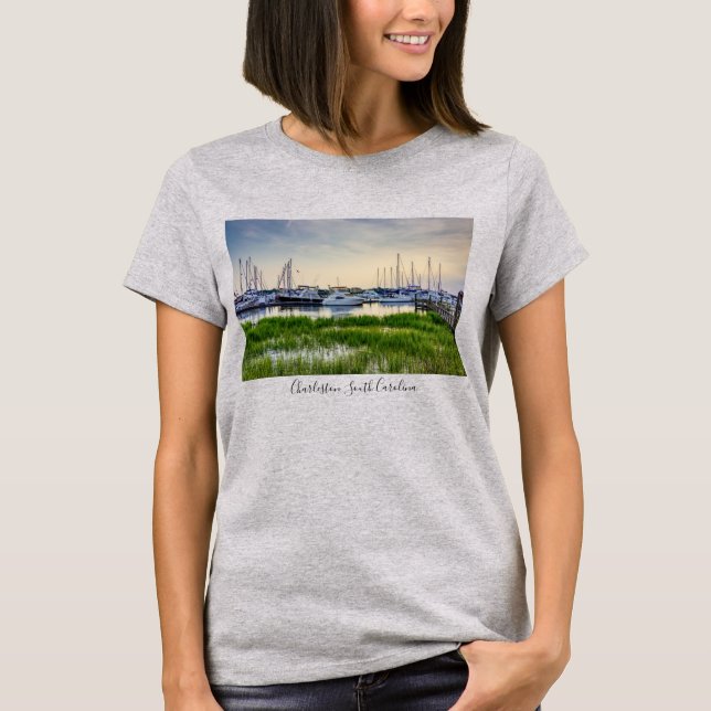 Charleston Harbour Boats Sunset T - Shirt (Vorderseite)