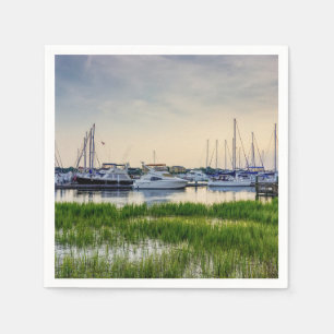 Charleston Harbour Boote Sunset Serviette