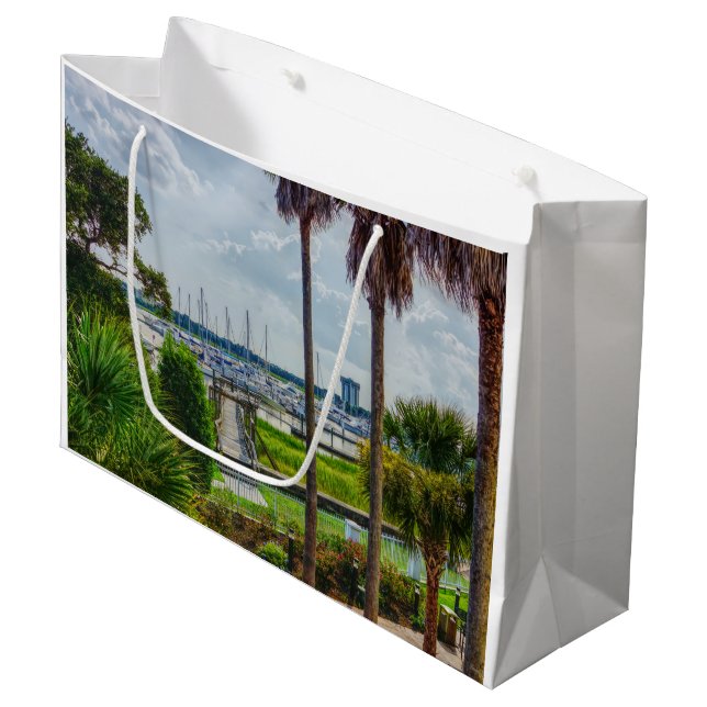 Charleston Harbour Große Geschenktüte (Vorderseite Schrägansicht)