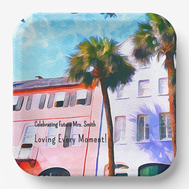 Charleston Junggeselinnen-Abschied Plate Pappteller (Vorderseite)