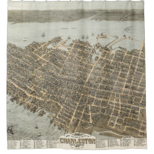 Charleston-Karte 1872 Duschvorhang
