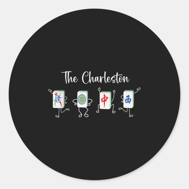 Charleston Mahjong, der Funny Mahjong Tanz Runder Aufkleber (Vorderseite)