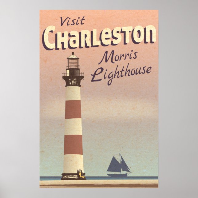 Charleston Morris Lighthouse Vintage Travel Poster (Vorne)