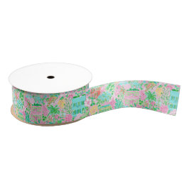 Charleston Pastell Preppy Palm Beach Muster Druck Ripsband