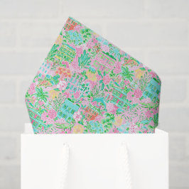 Charleston Pastell Preppy Palm Beach Muster Druck Seidenpapier