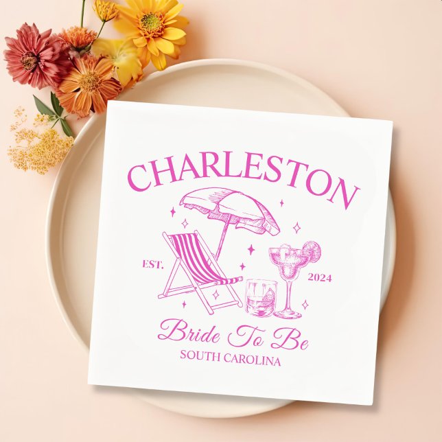 Charleston Pink Bachelorette Bridge zum Party Serviette (Von Creator hochgeladen)