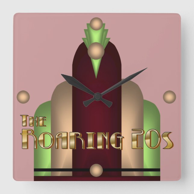 Charleston Quadratische Wanduhr (Vorderseite)